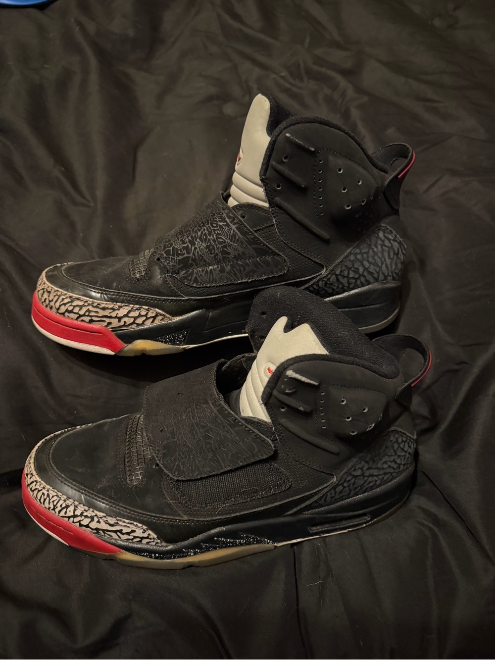 Jordan Black and Red High-Top Sneakers with Elephant Print